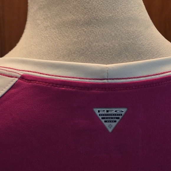 Columbia PFG Omni-Shade Women's M Pink and White Raglan Sleeve Sportswear Top - Picture 6 of 12